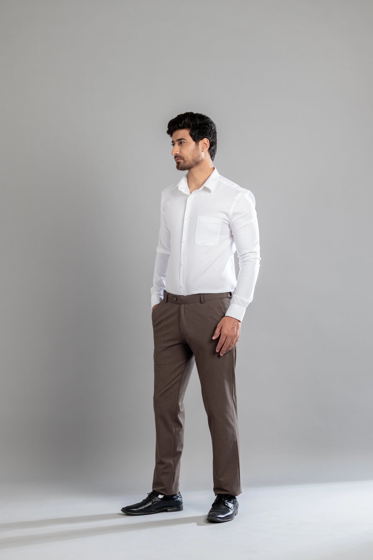 Walnut Melange Flexiwaist Pants - Straight Fit