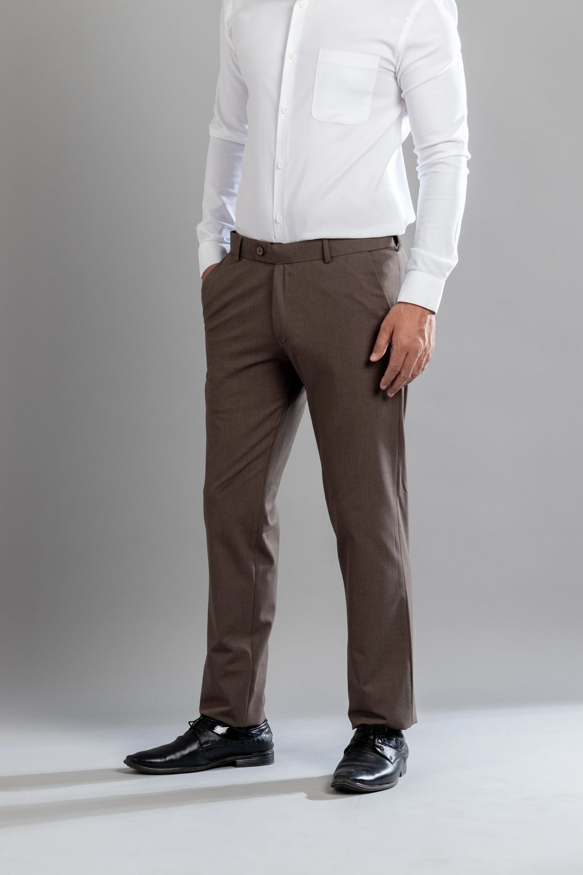 Walnut Melange Flexiwaist Pants - Straight Fit