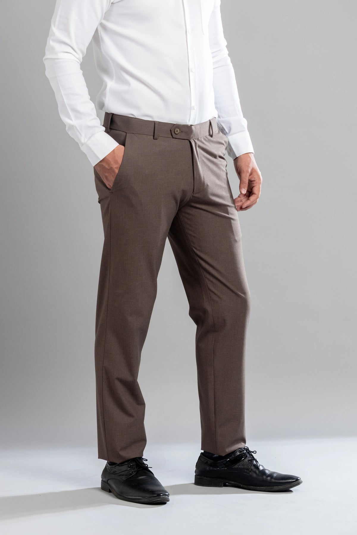 Walnut Melange Flexiwaist Pants - Straight Fit