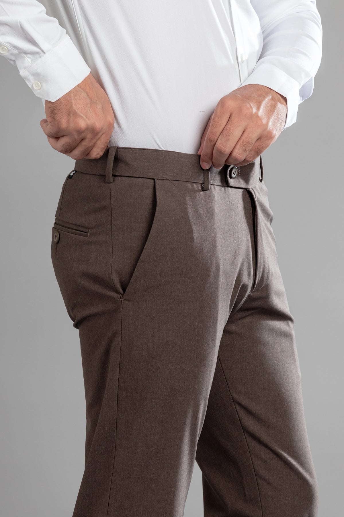 Walnut Melange Flexiwaist Pants - Straight Fit