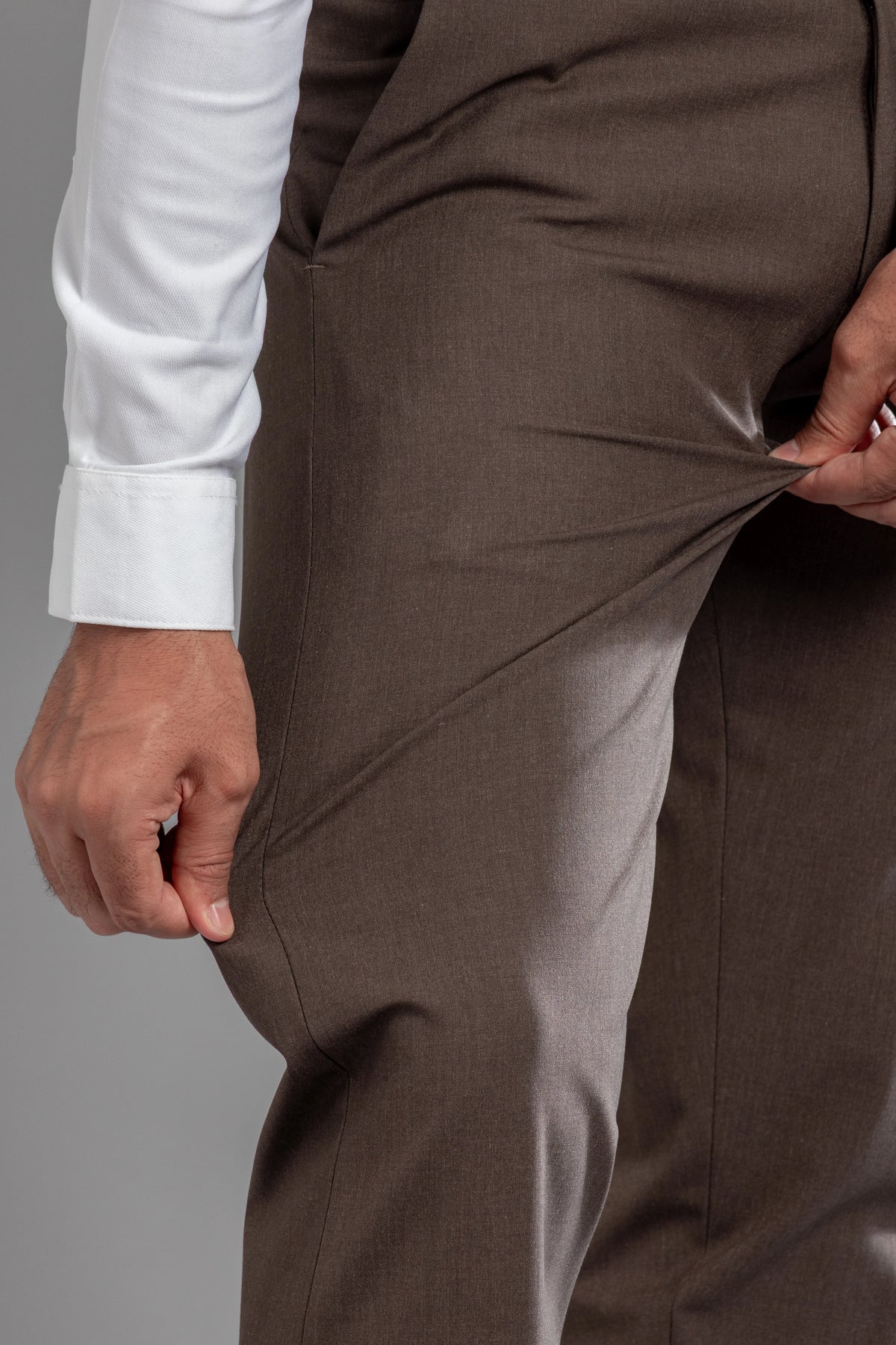 Walnut Melange Flexiwaist Pants - Straight Fit