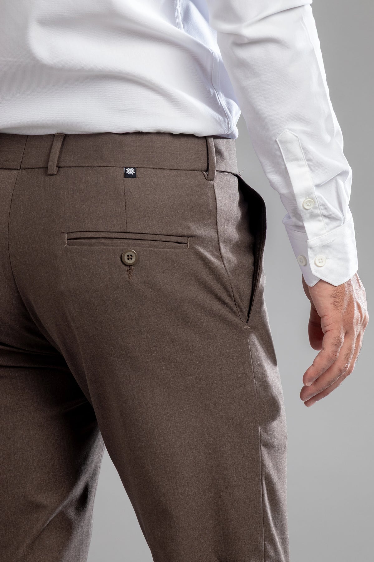 Walnut Melange Flexiwaist Pants - Straight Fit