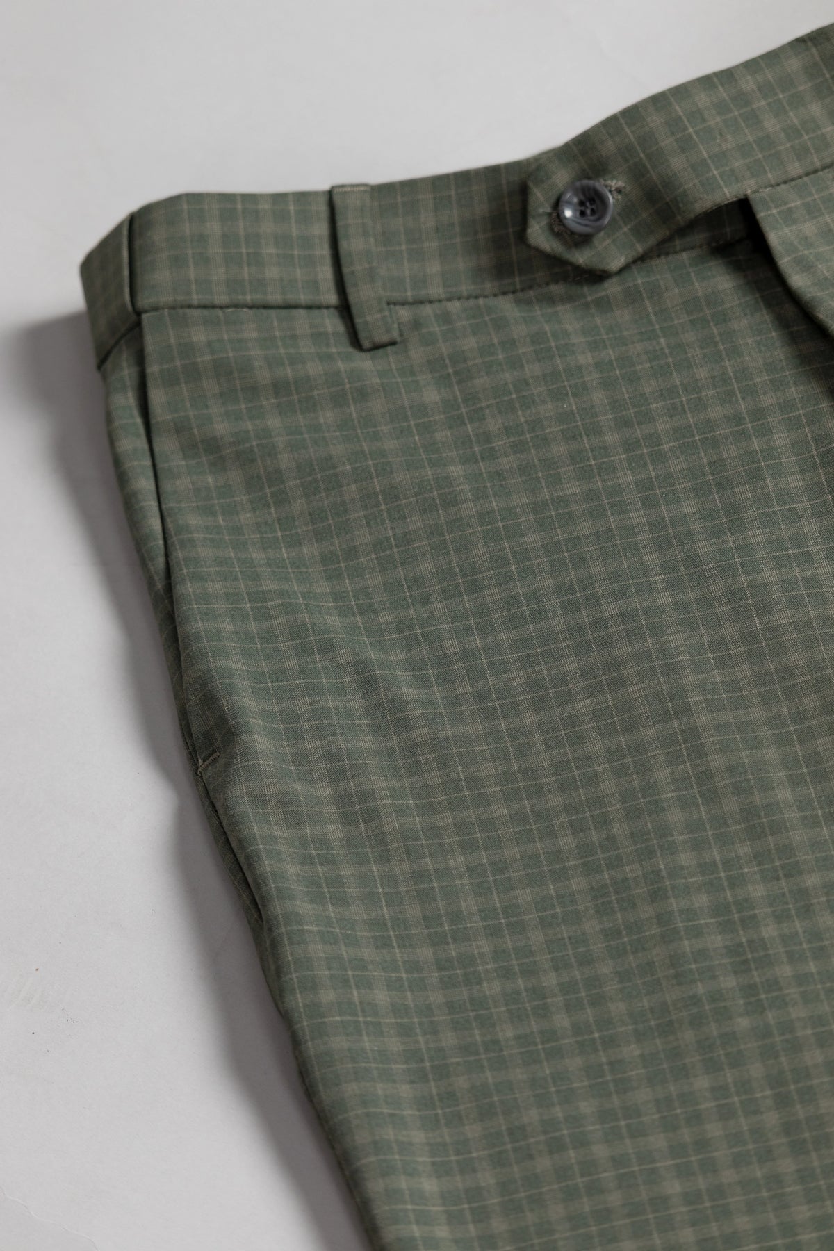 Vintage Green Box-in Checks Flexiwaist Pants - Ankle Fit