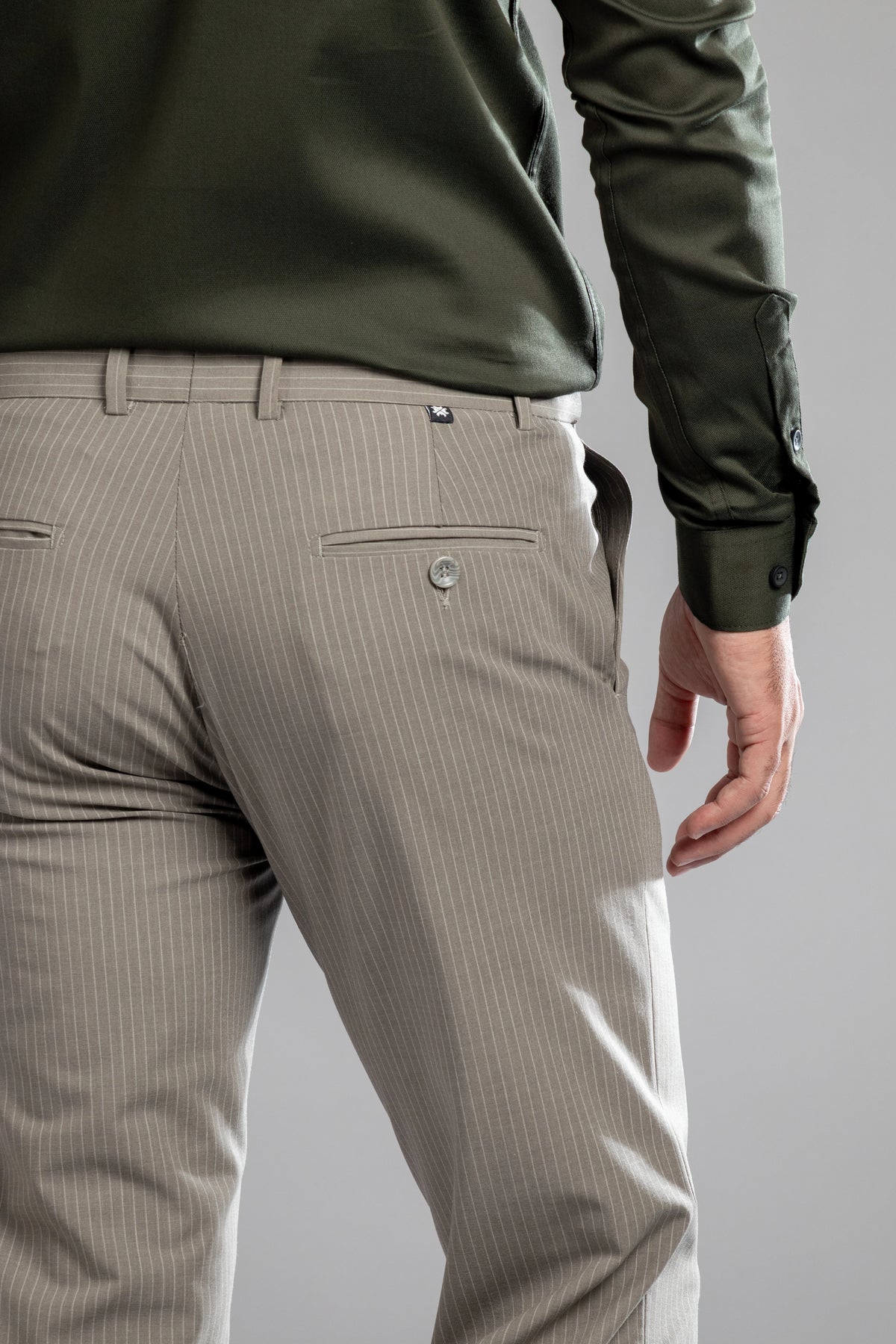 Concrete Mist Linear Stripe Flexiwaist Pants - Ankle Fit