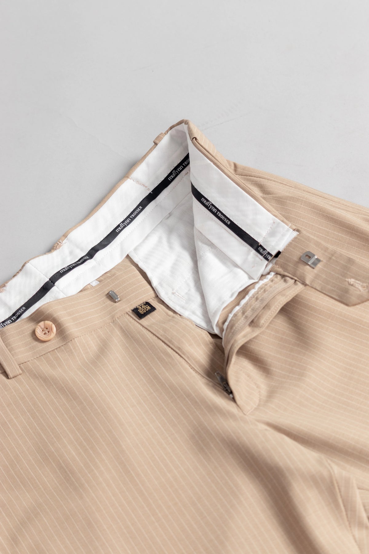 Cashmere Khaki Linear Stripe Flexiwaist Pants - Ankle Fit