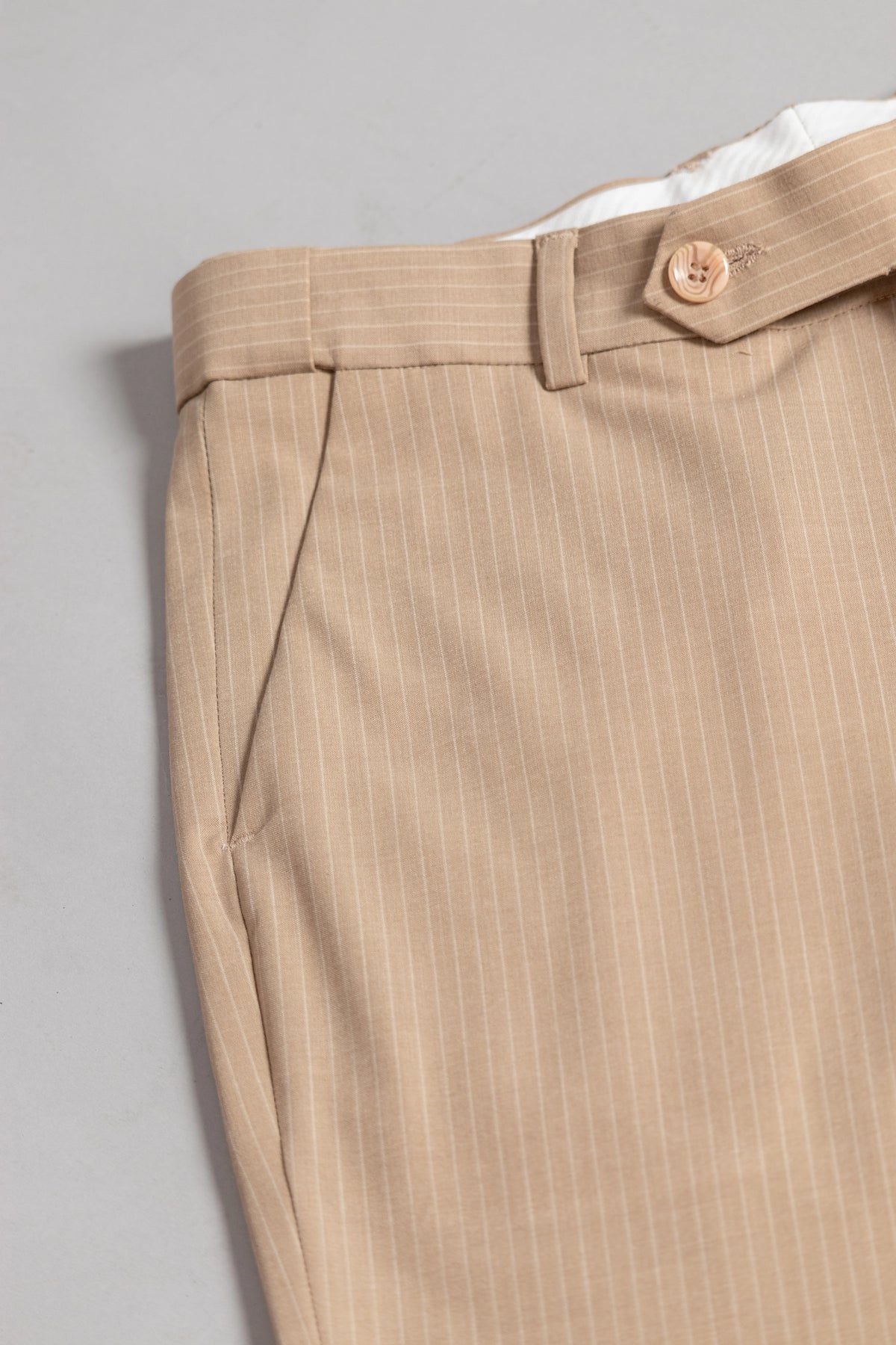 Cashmere Khaki Linear Stripe Flexiwaist Pants - Ankle Fit