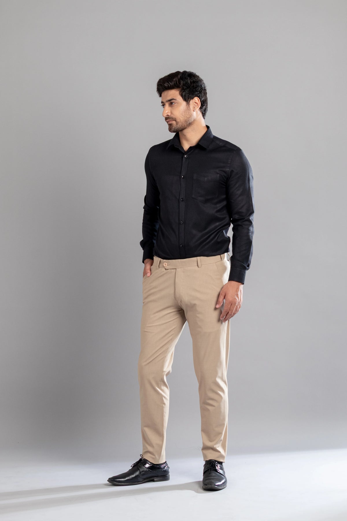 Cashmere Khaki Linear Stripe Flexiwaist Pants - Ankle Fit