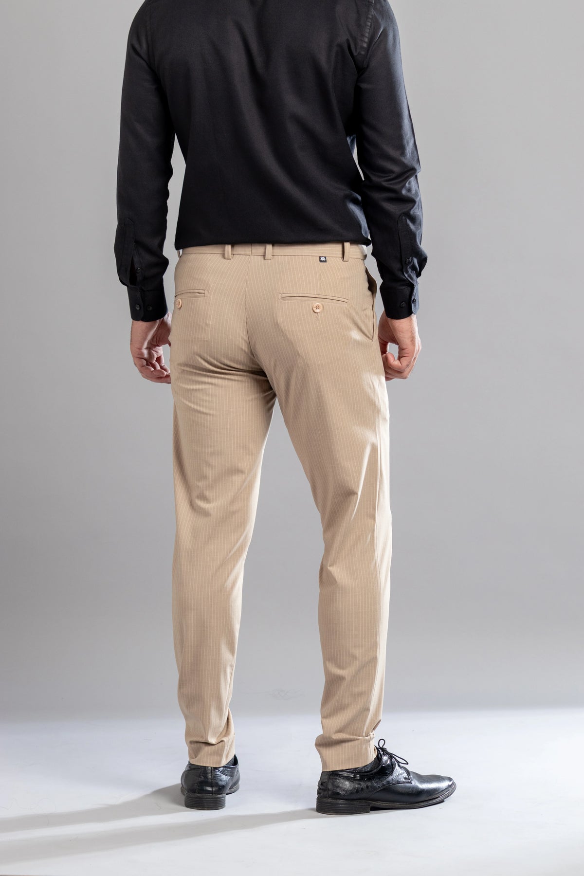 Cashmere Khaki Linear Stripe Flexiwaist Pants - Ankle Fit