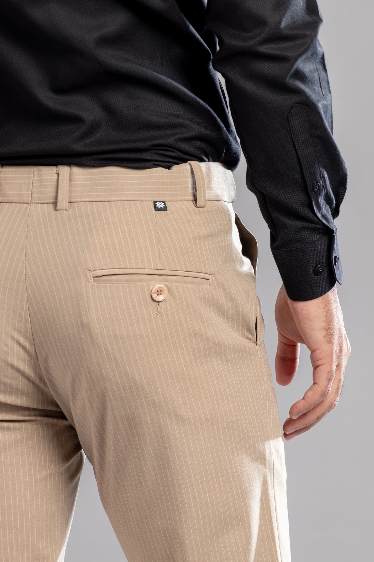 Cashmere Khaki Linear Stripe Flexiwaist Pants - Ankle Fit