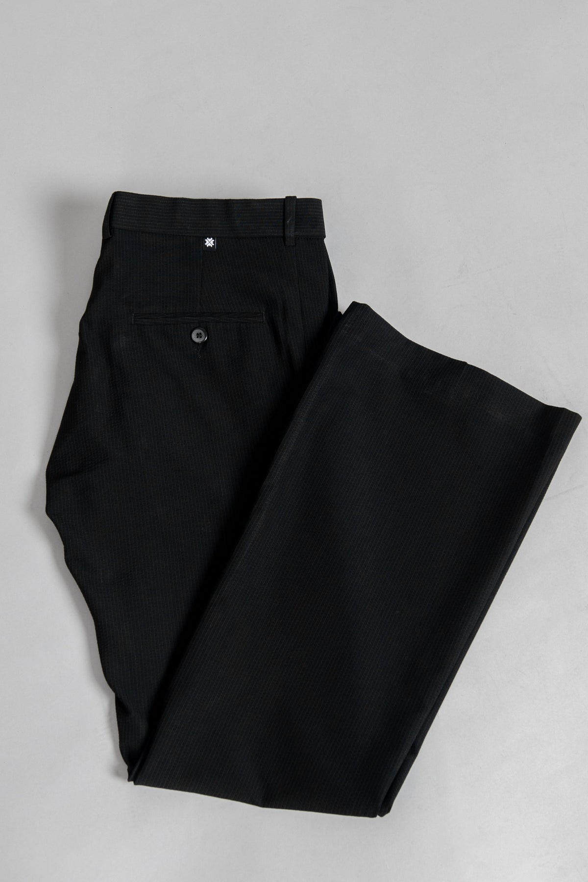Black SeerSucker Lining Bootcut Pants