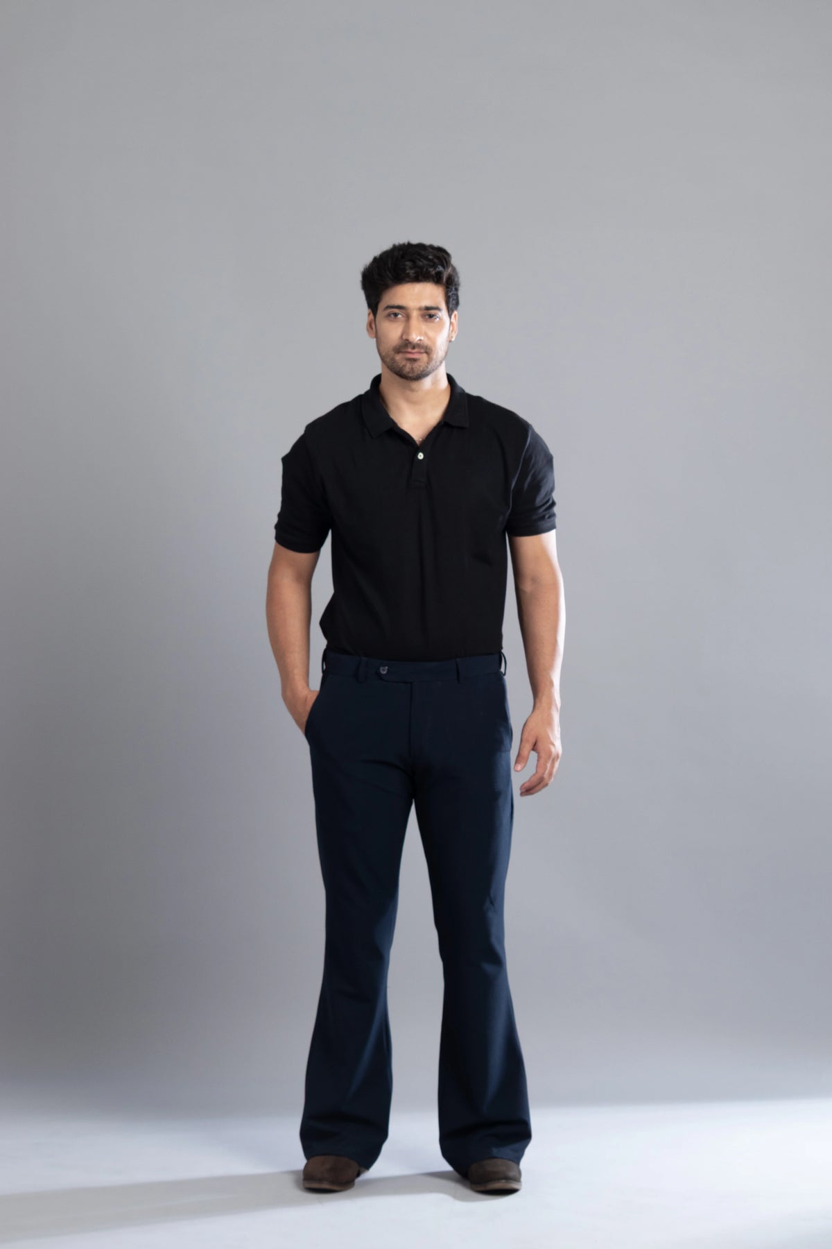 Navy SeerSucker Lining Bootcut Pants
