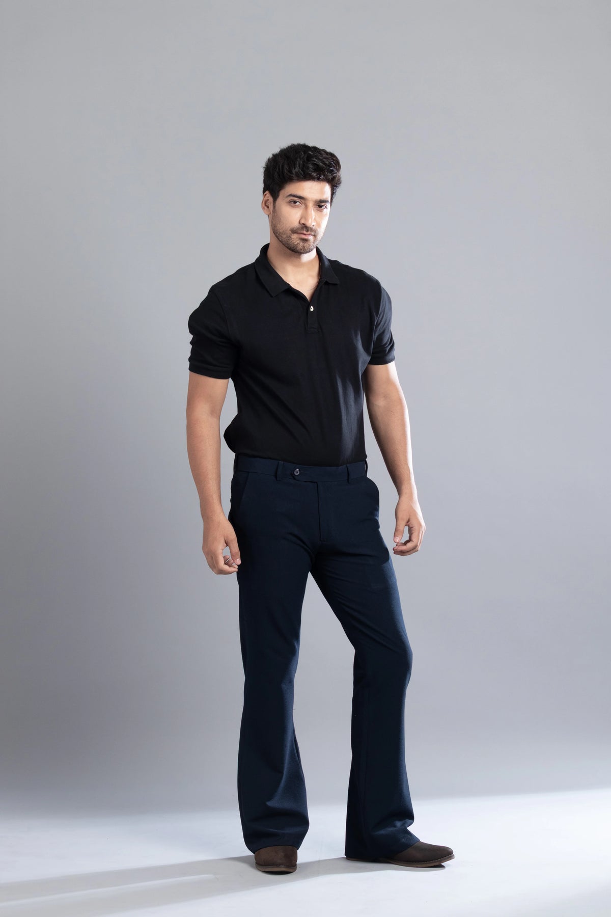 Navy SeerSucker Lining Bootcut Pants