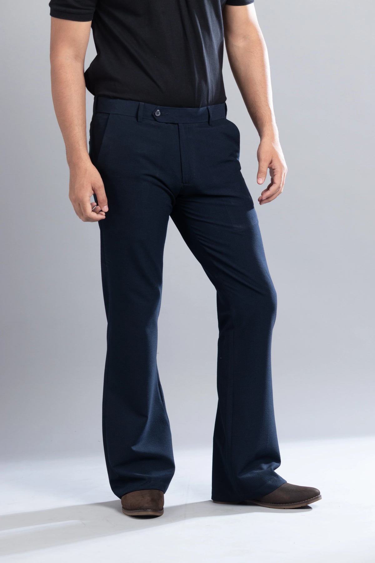 Navy SeerSucker Lining Bootcut Pants