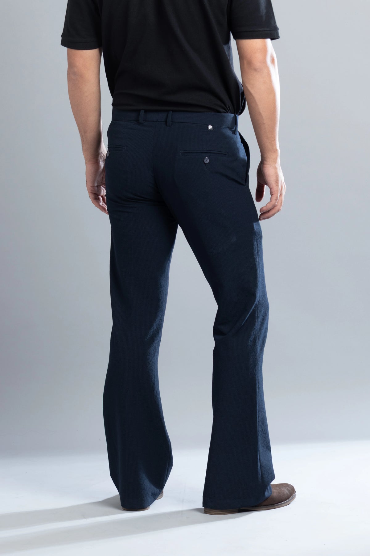 Navy SeerSucker Lining Bootcut Pants