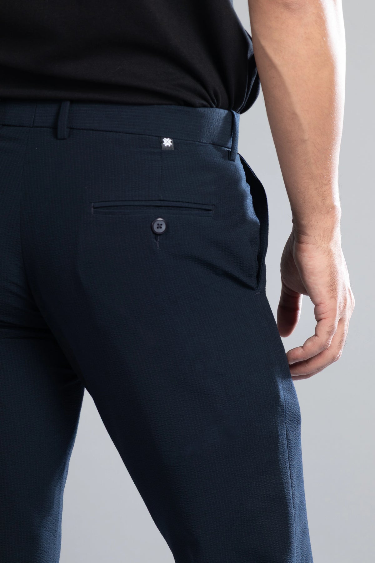 Navy SeerSucker Lining Bootcut Pants