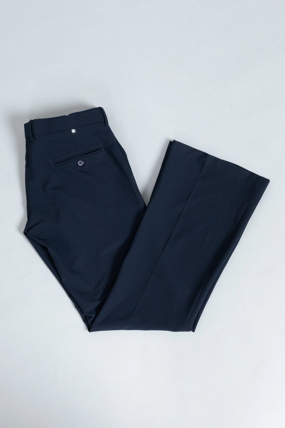 Navy SeerSucker Lining Bootcut Pants