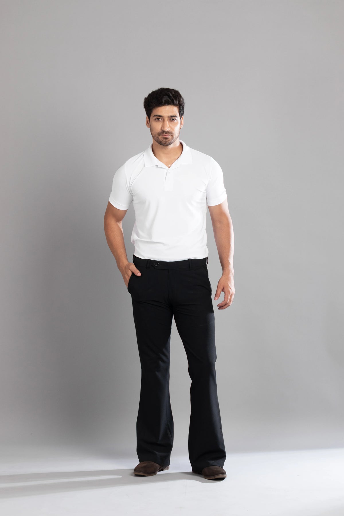 Black SeerSucker Lining Bootcut Pants