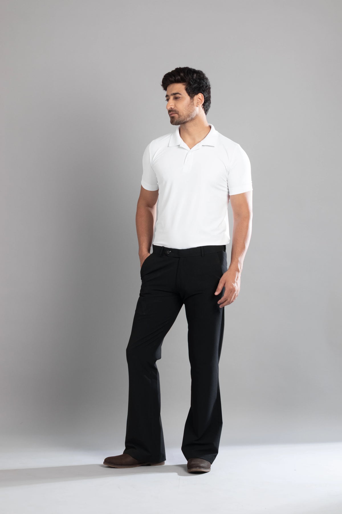 Black SeerSucker Lining Bootcut Pants