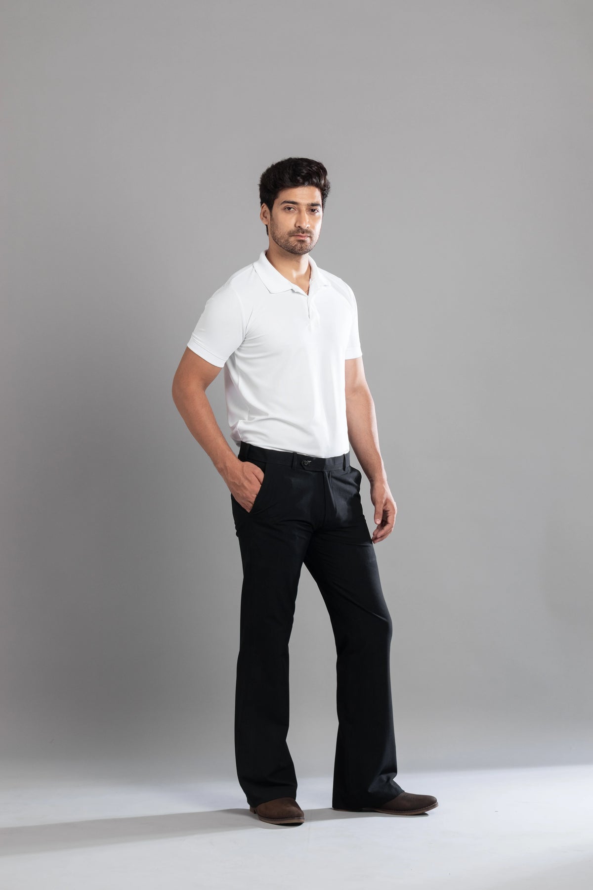 Black SeerSucker Lining Bootcut Pants