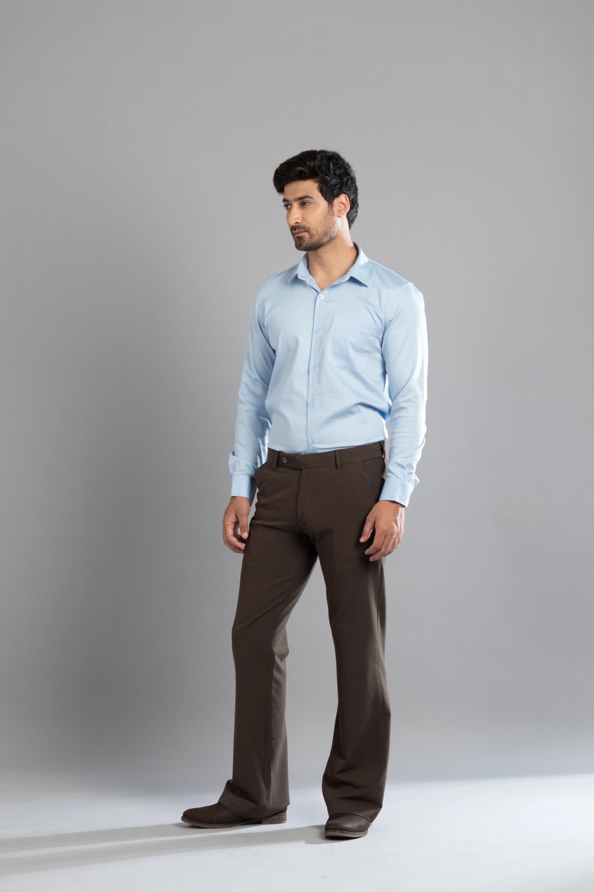 Brown SeerSucker Lining Bootcut Pants