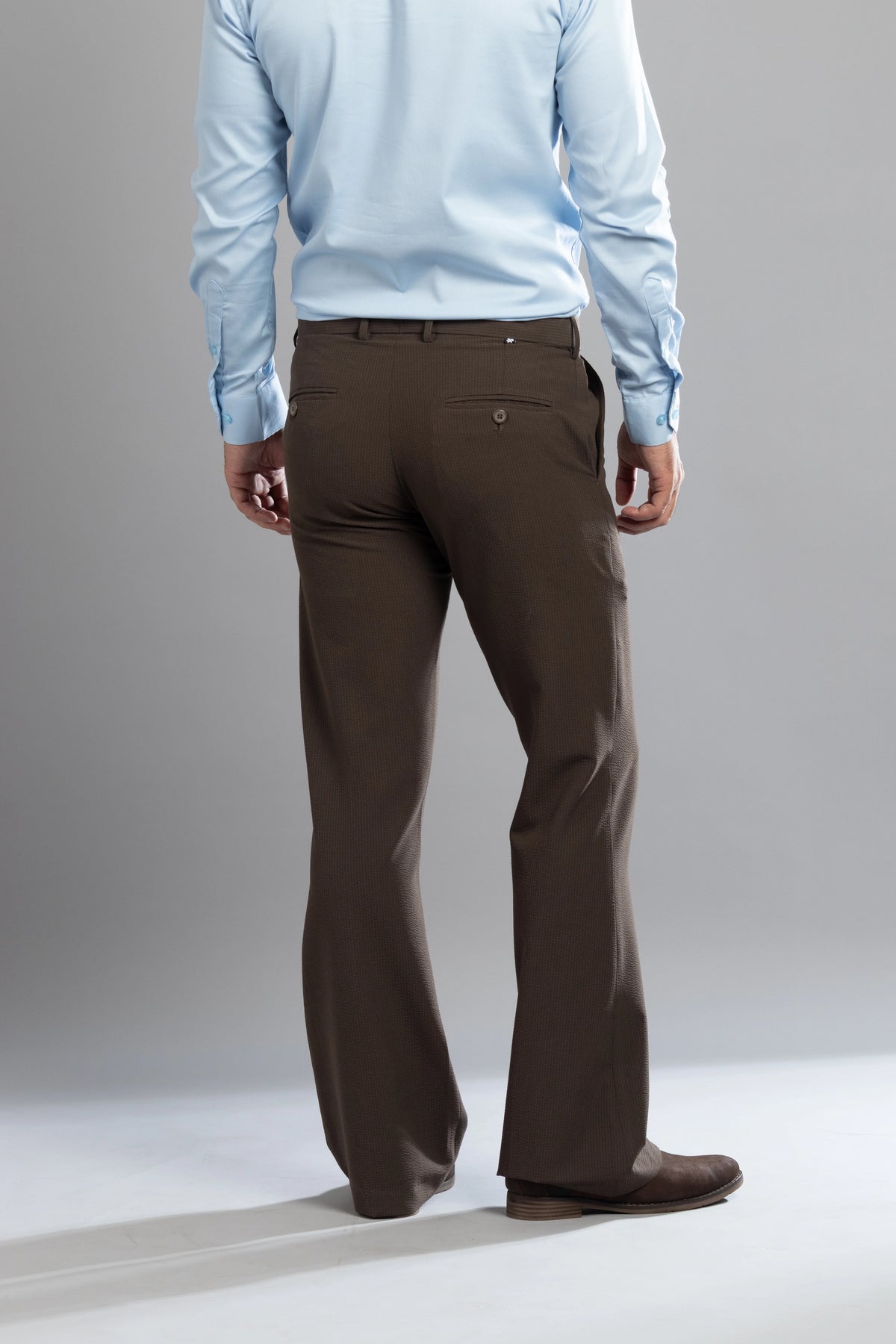 Brown SeerSucker Lining Bootcut Pants