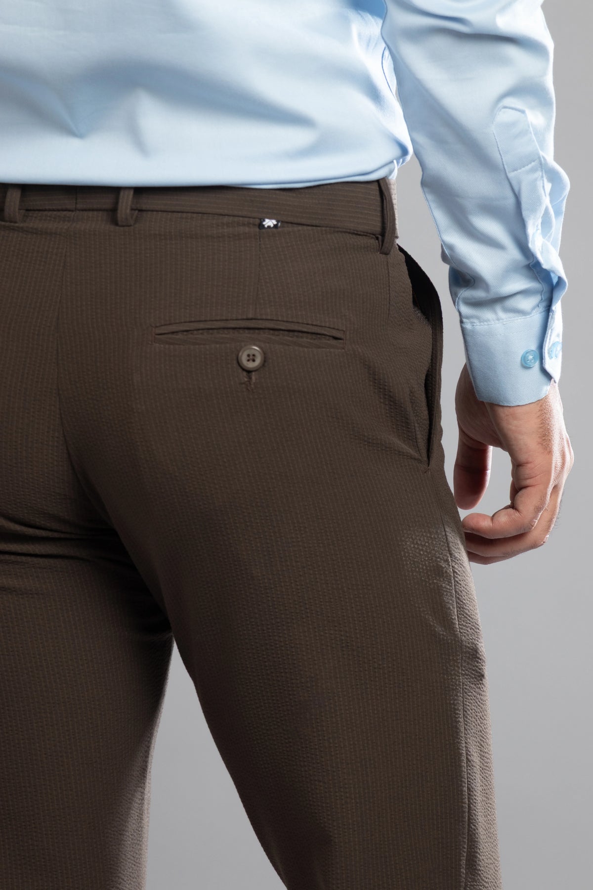 Brown SeerSucker Lining Bootcut Pants
