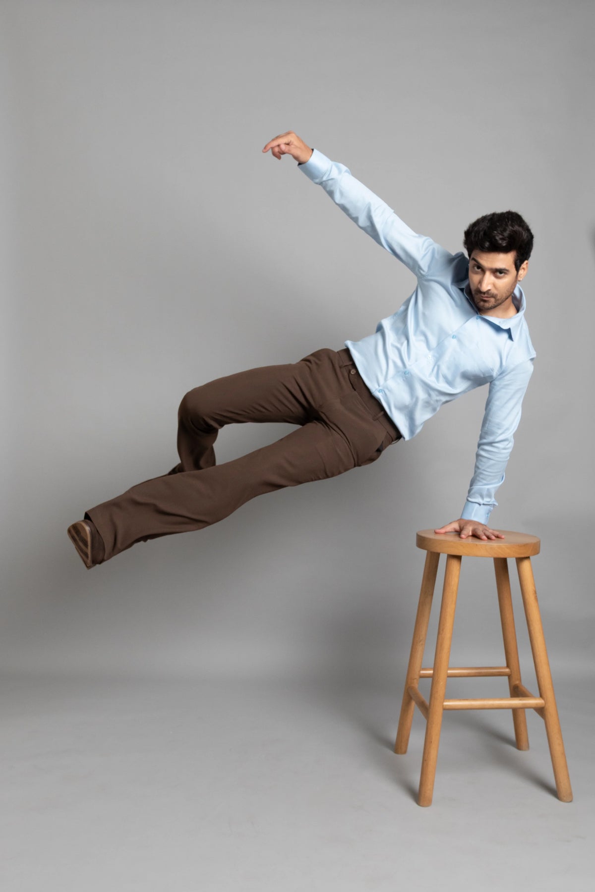 Brown SeerSucker Lining Bootcut Pants