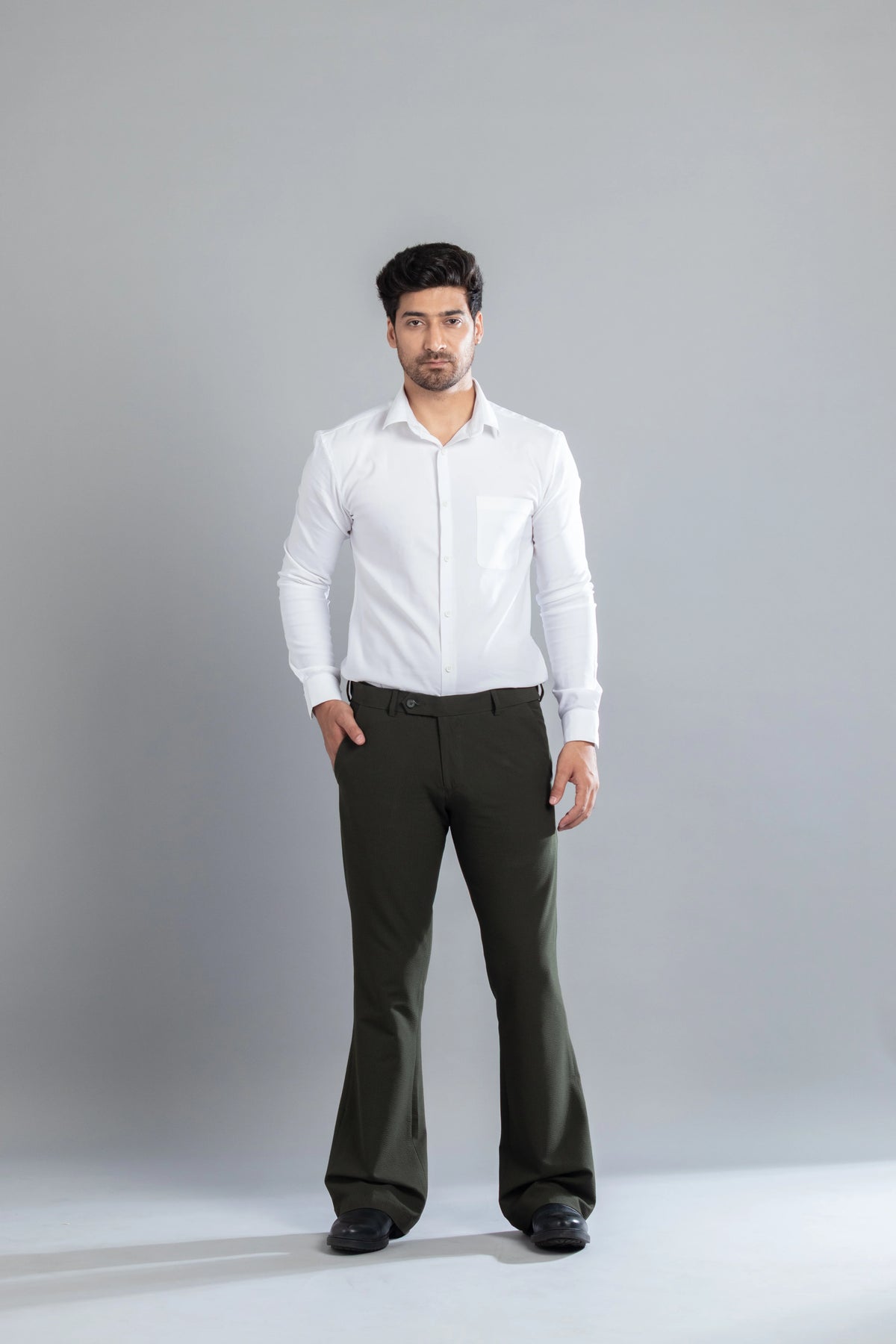 Olive SeerSucker Lining Bootcut Pants