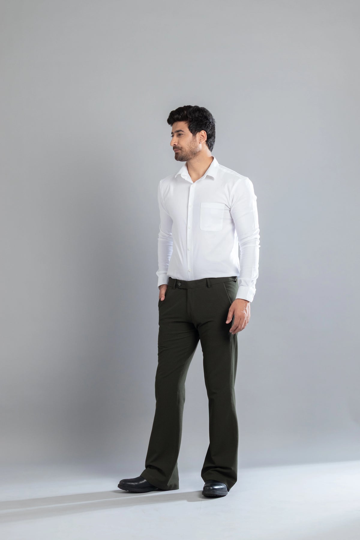Olive SeerSucker Lining Bootcut Pants