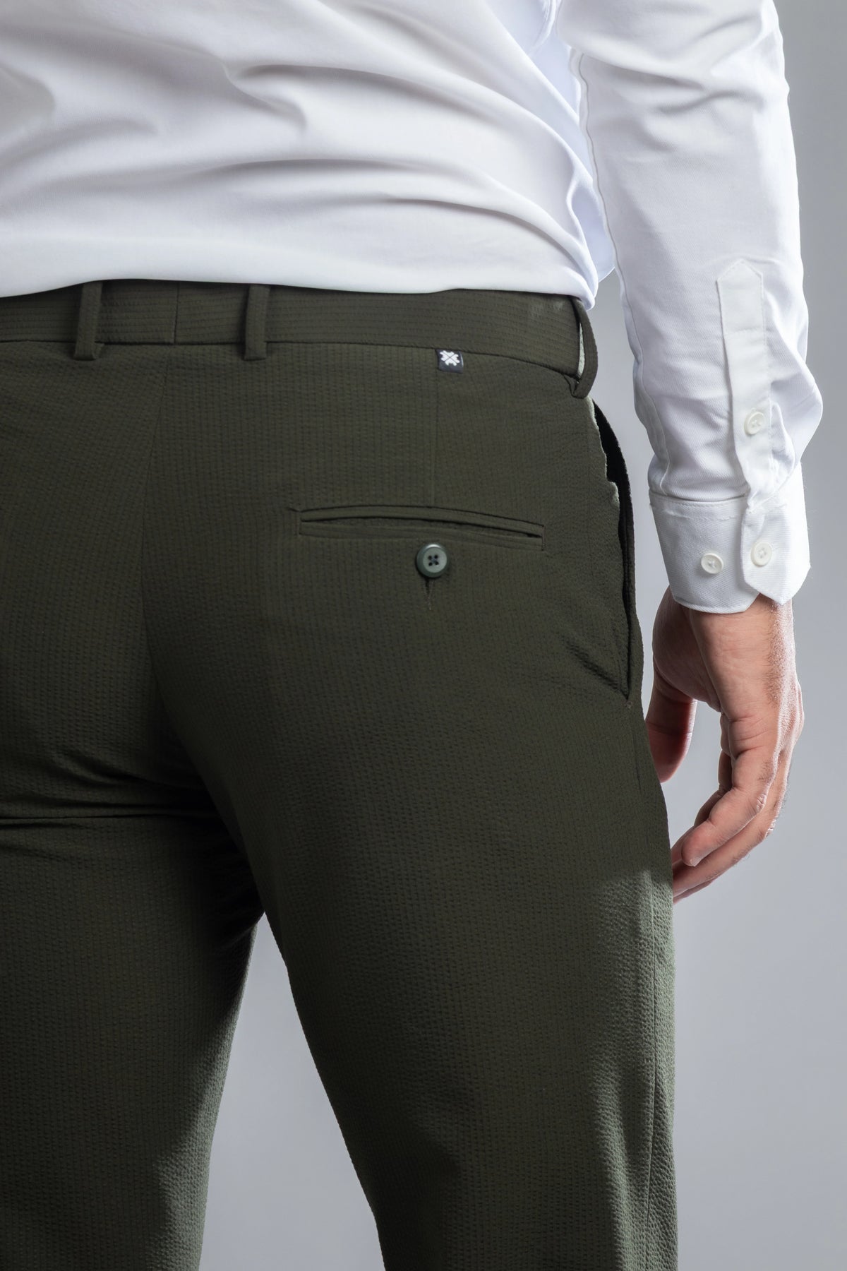 Olive SeerSucker Lining Bootcut Pants