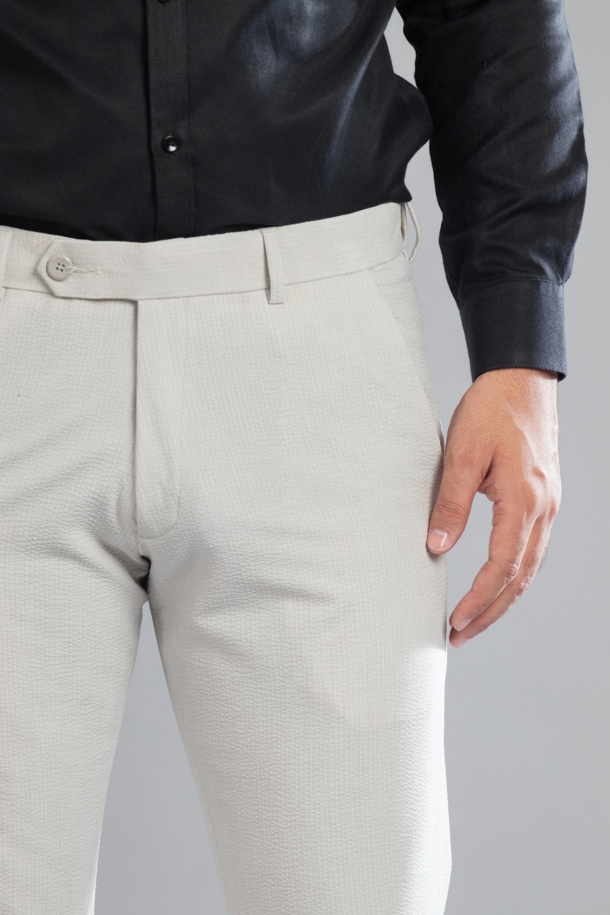 Smoke SeerSucker Lining Bootcut Pants