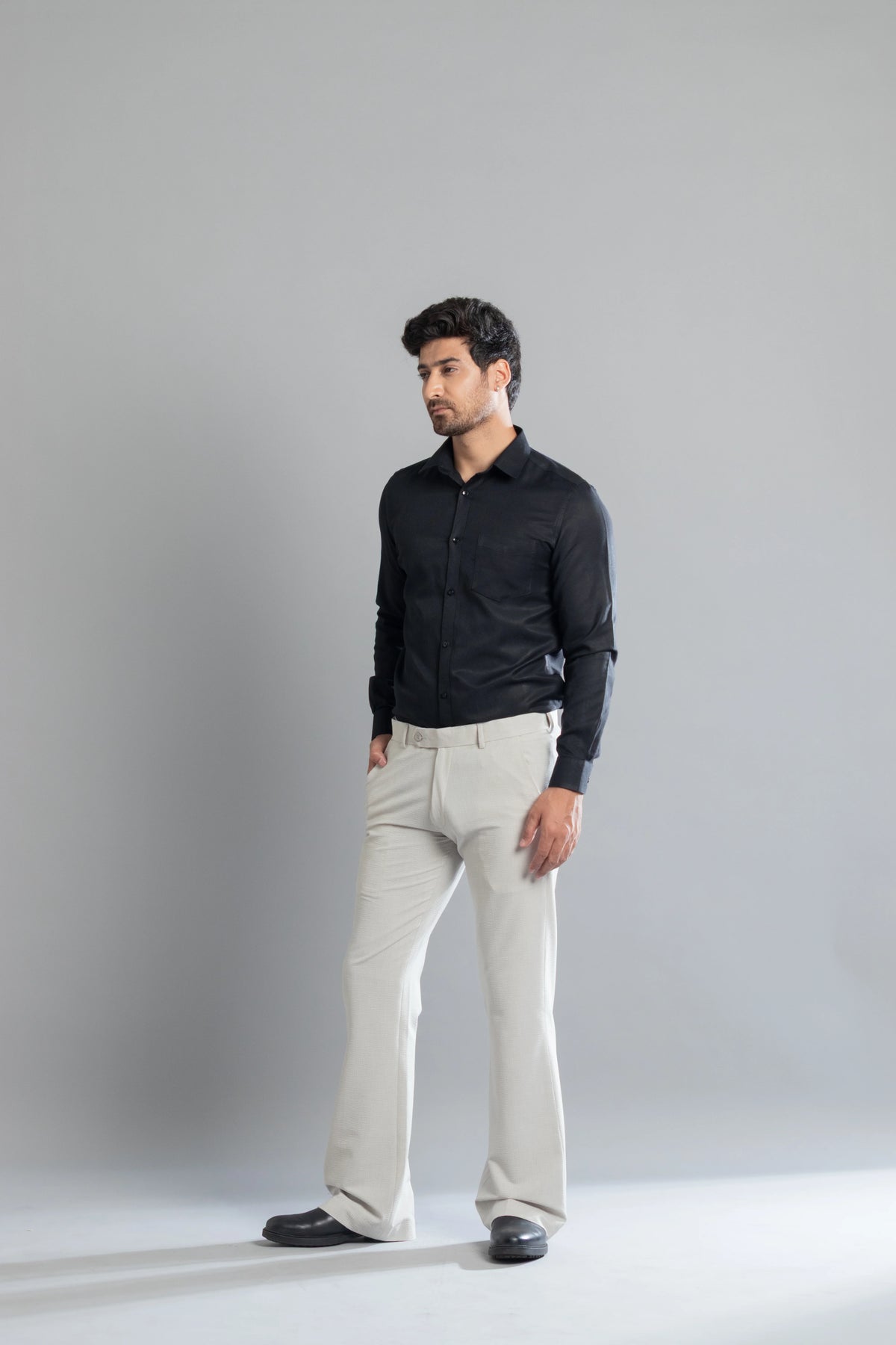 Smoke SeerSucker Lining Bootcut Pants