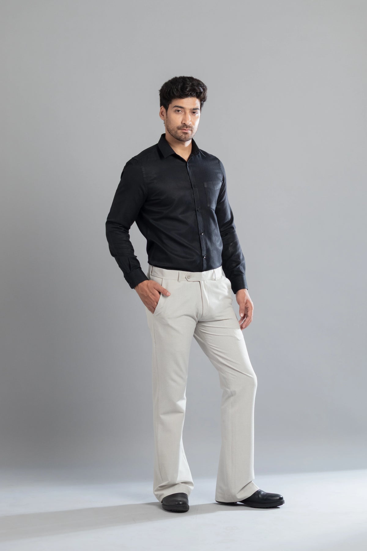 Smoke SeerSucker Lining Bootcut Pants