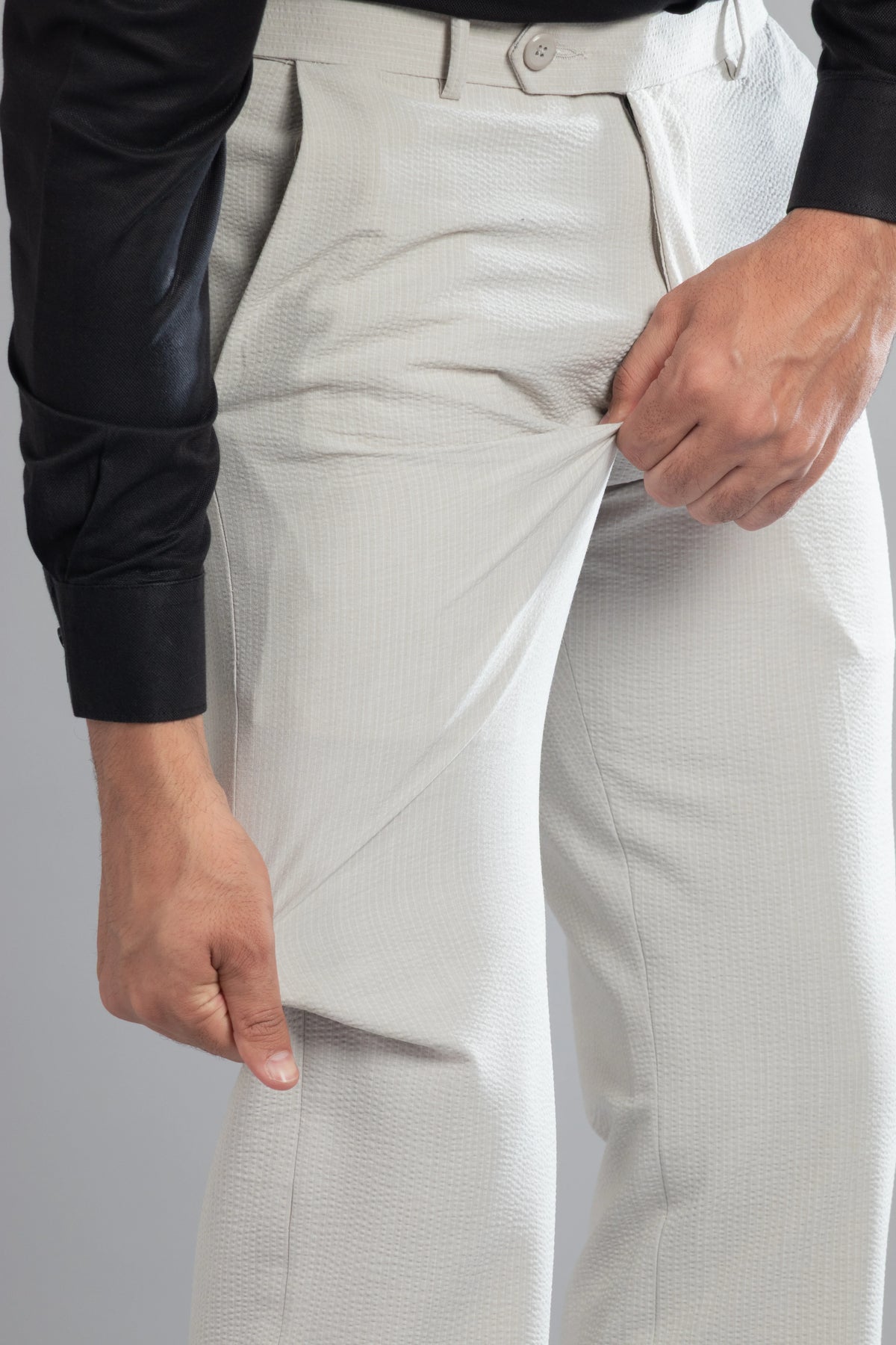 Smoke SeerSucker Lining Bootcut Pants
