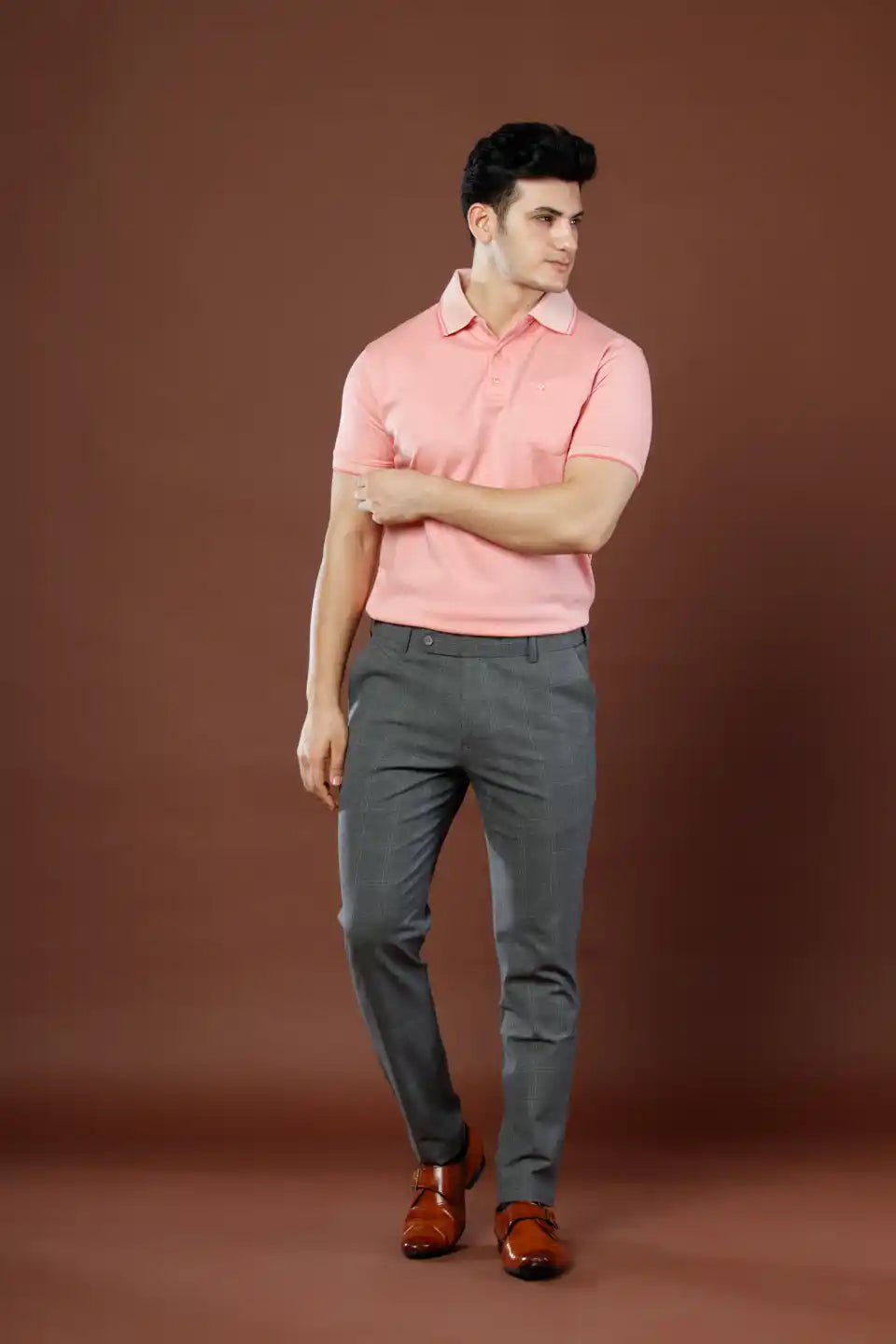 Urban Checks Flexiwaist Pants Stone Grey - Lifestyle view