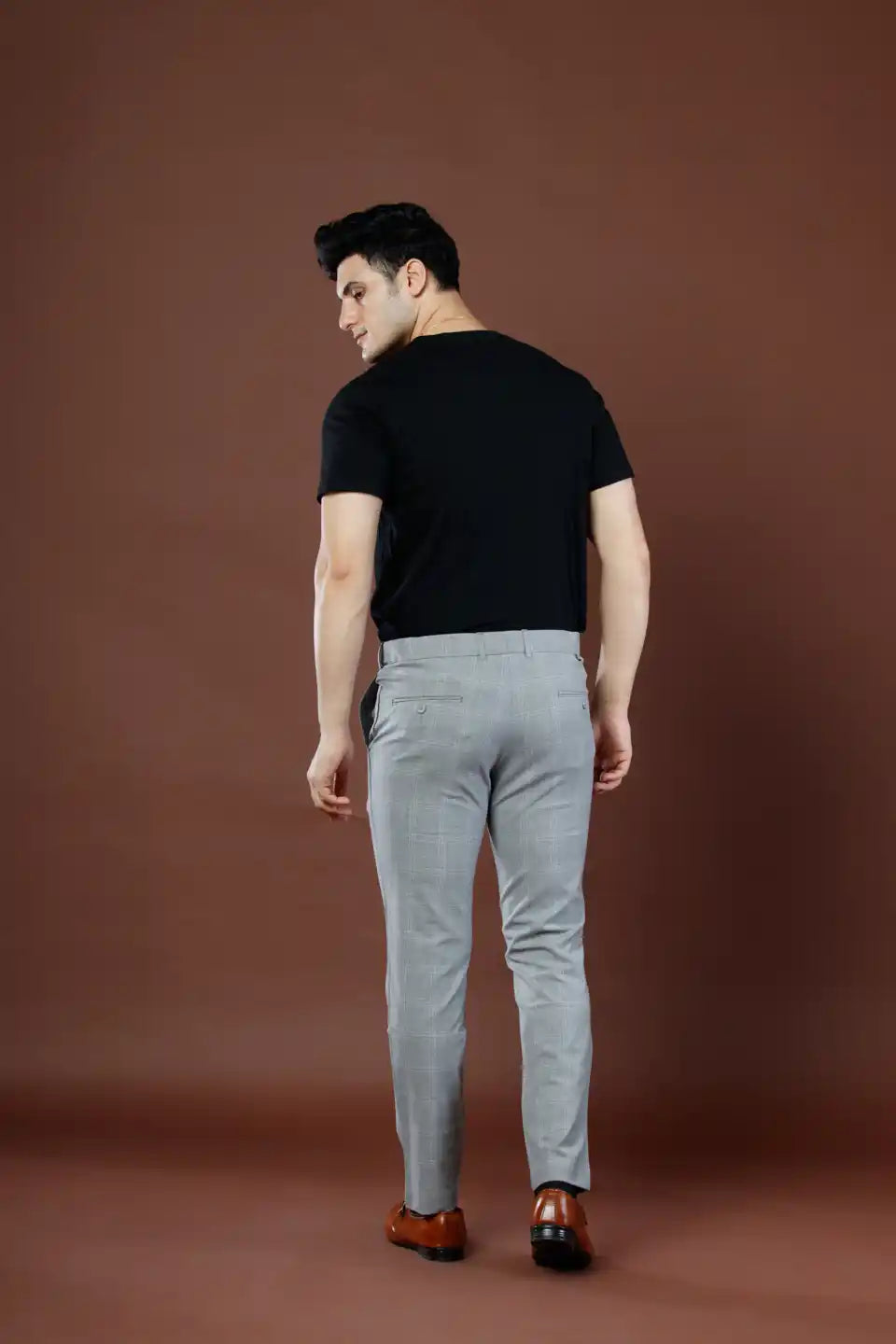 Urban Checks Flexiwaist Pants Ice Grey - Back view