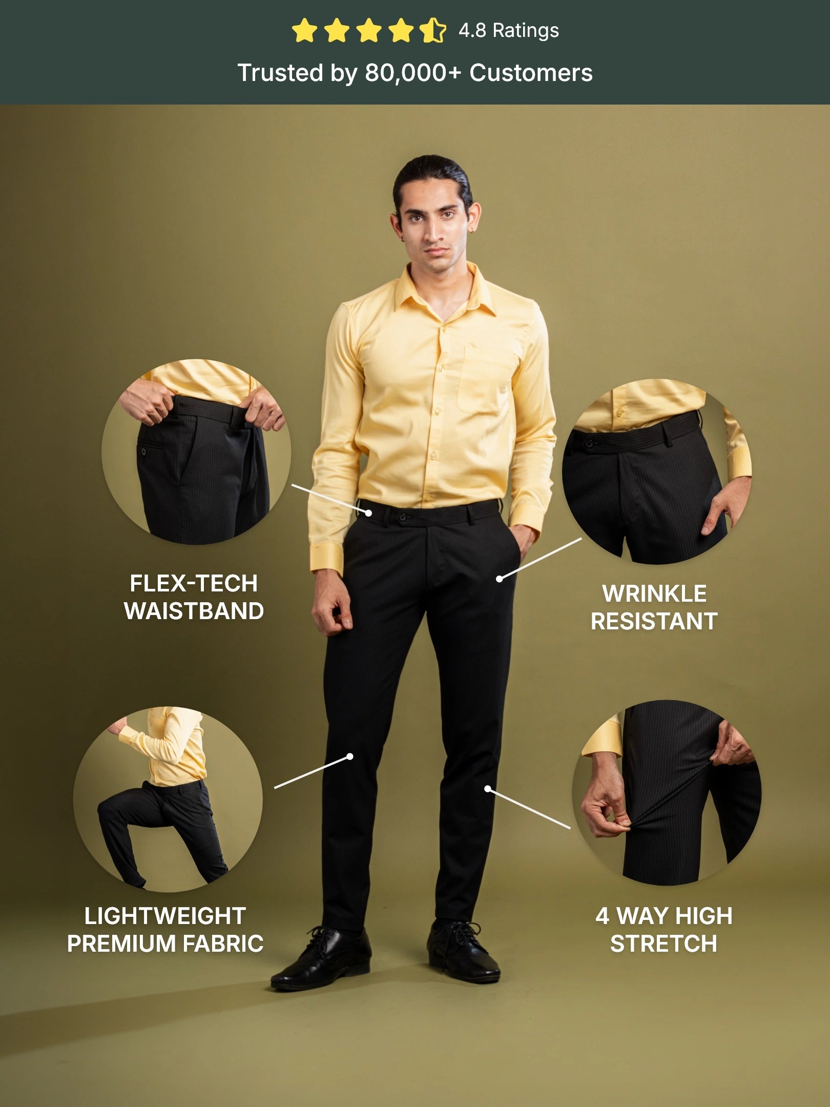 Matte Black Pinstripe Flexiwaist Pant