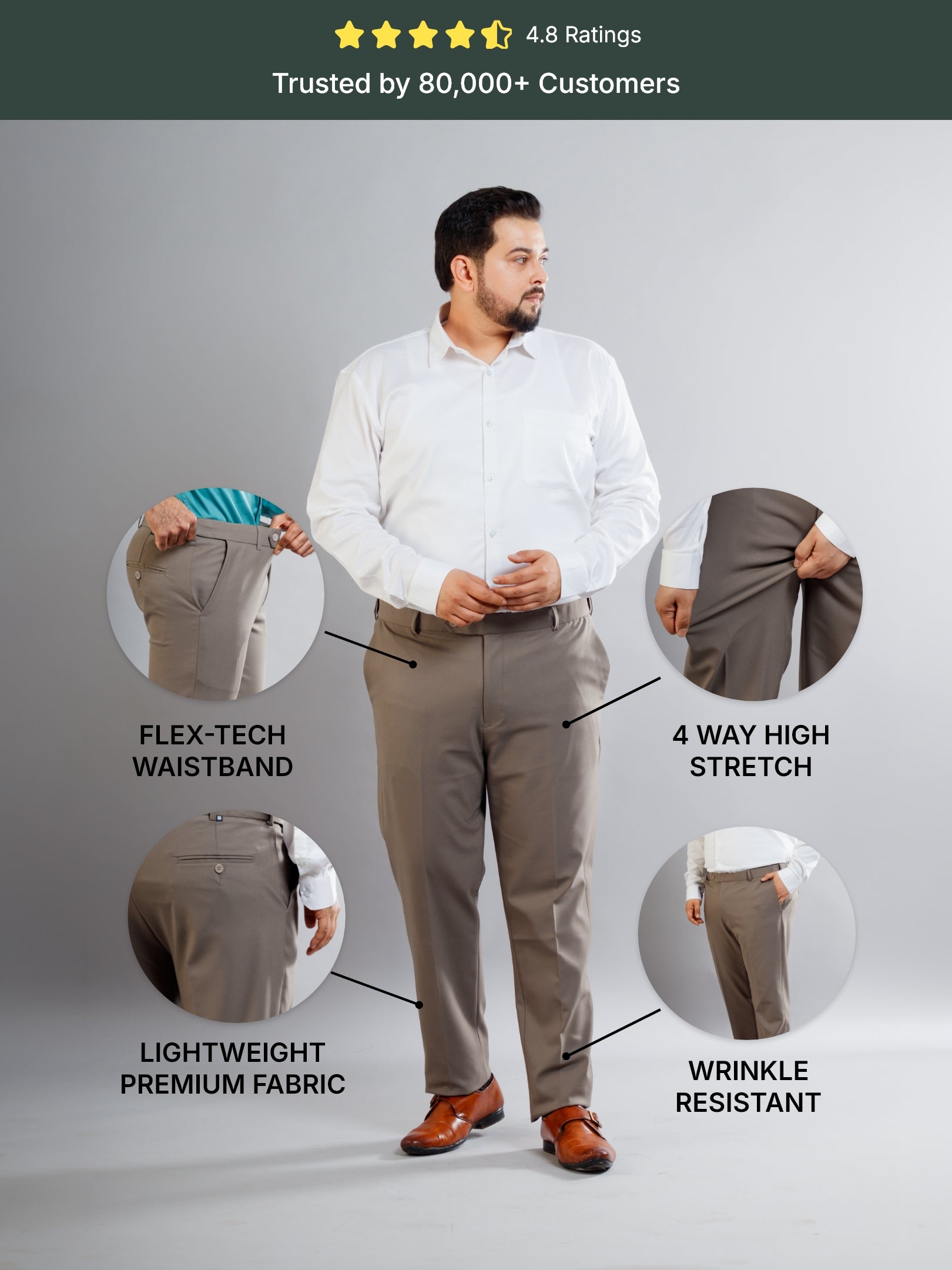 Mocha Flexiwaist Straight Fit Plus Size Pants