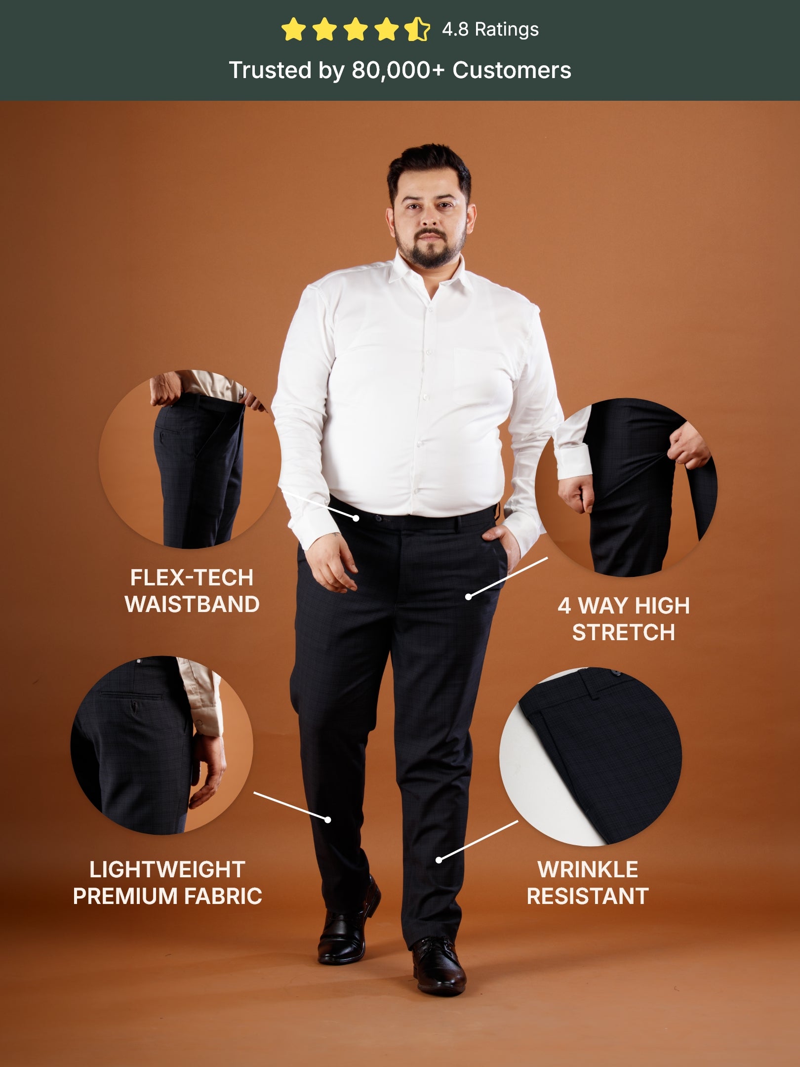 Space Black Flexiplus Block Checks Pants