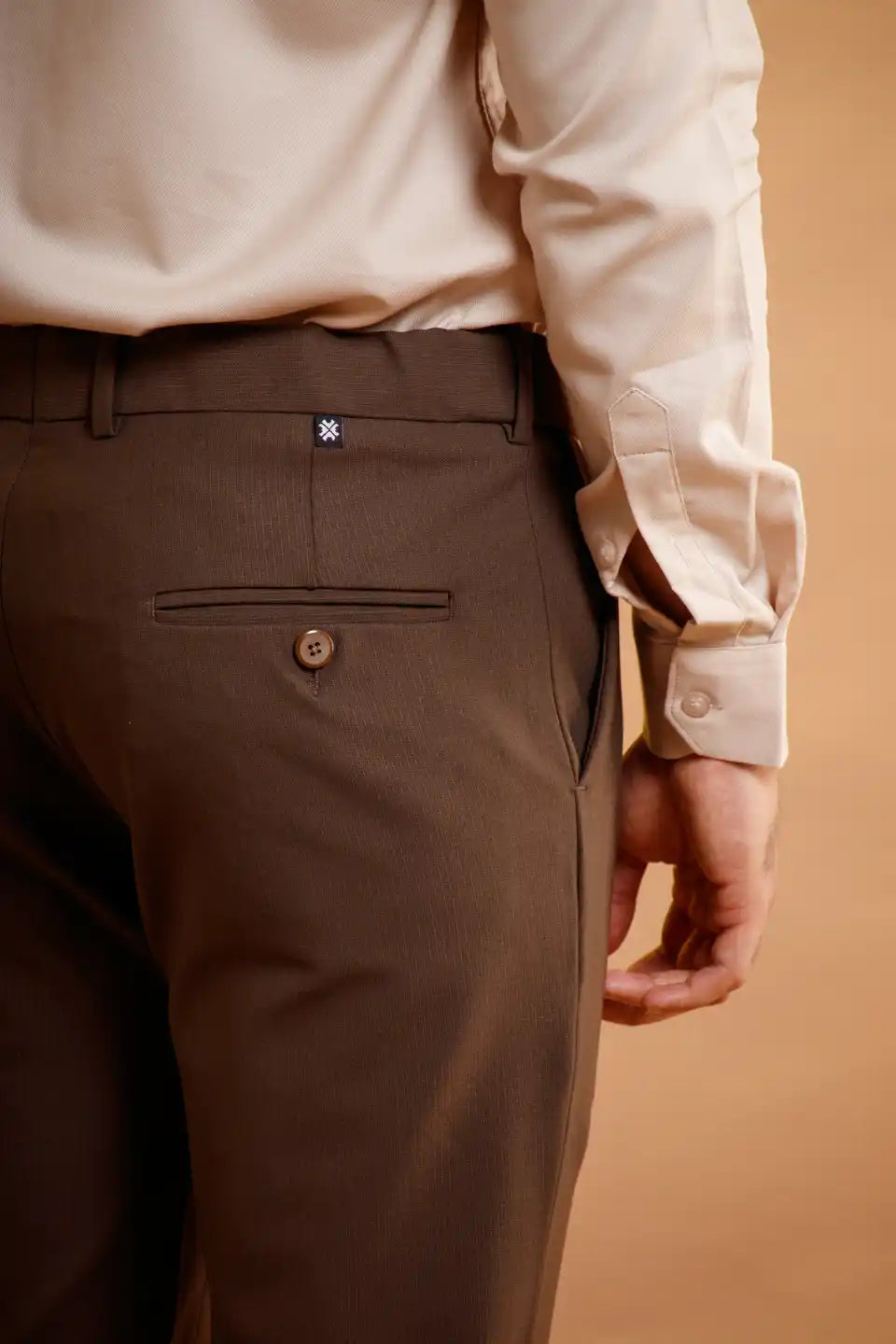 Men’s premium French Beige Flexiwaist Mild Lining Trousers for Men - Back view