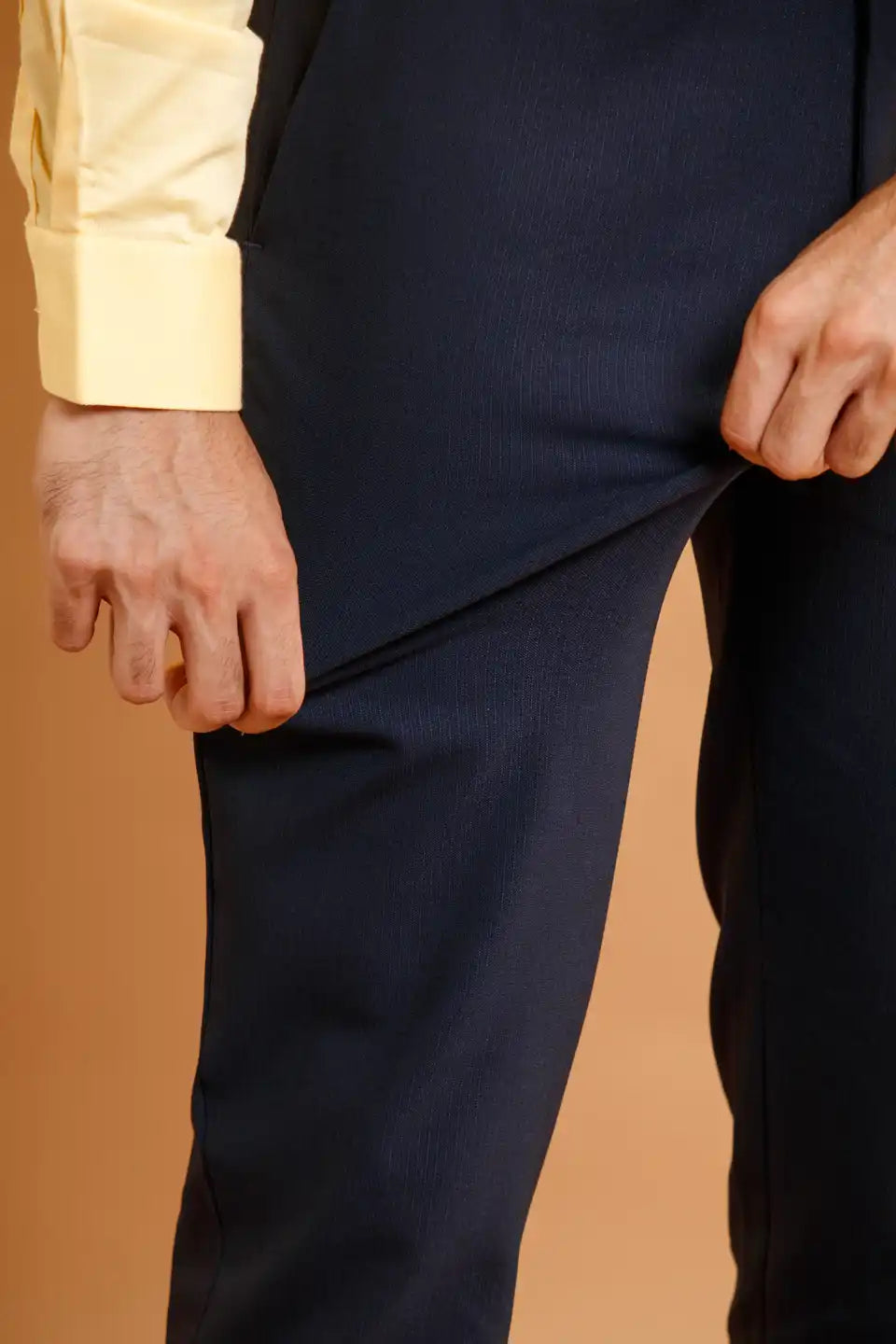 Men’s premium Ink Blue Flexiwaist Mild Lining Trousers for Men - Close view