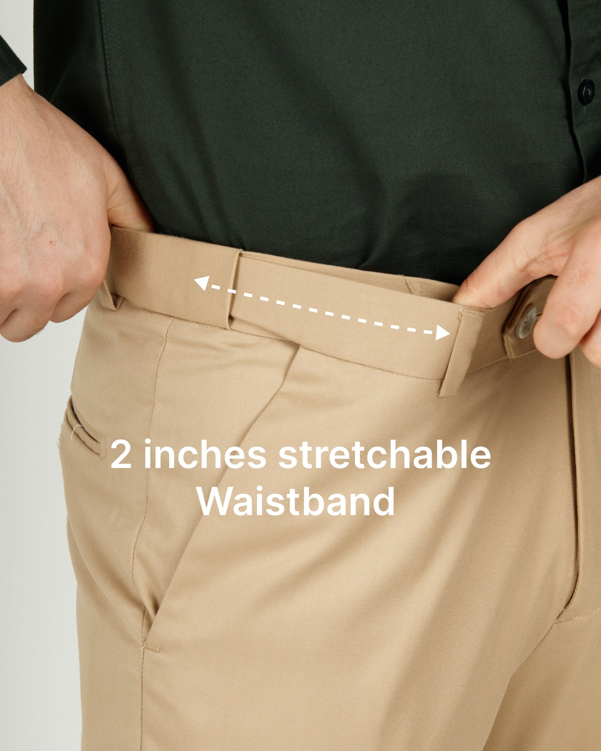 Beige Flexiwaist Formal Pants