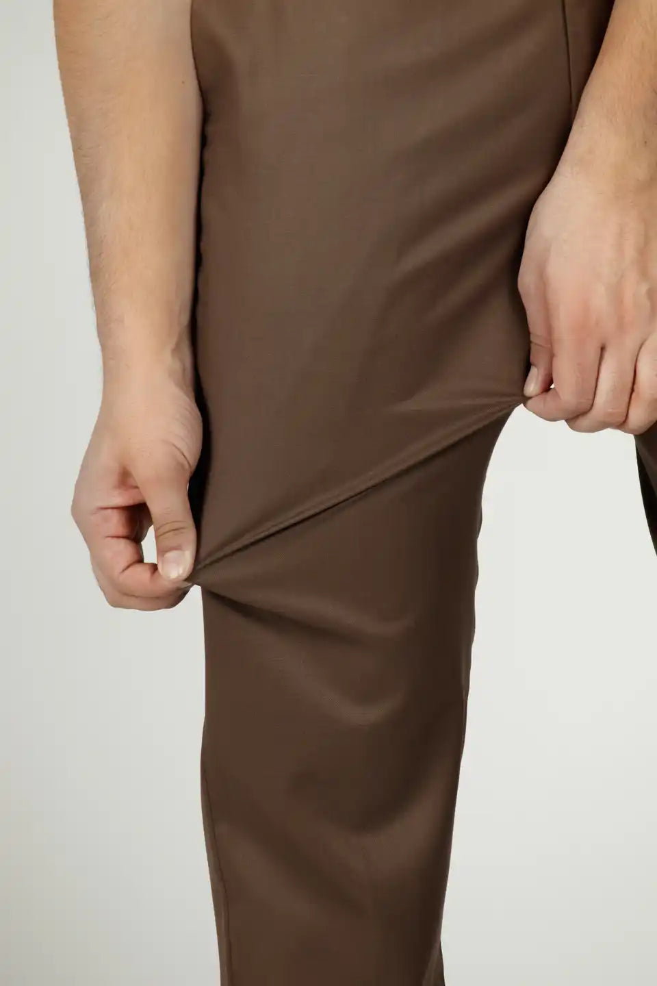 Men’s premium coffee brown Flexiwaist Stretchable Pants for Men  - Front view