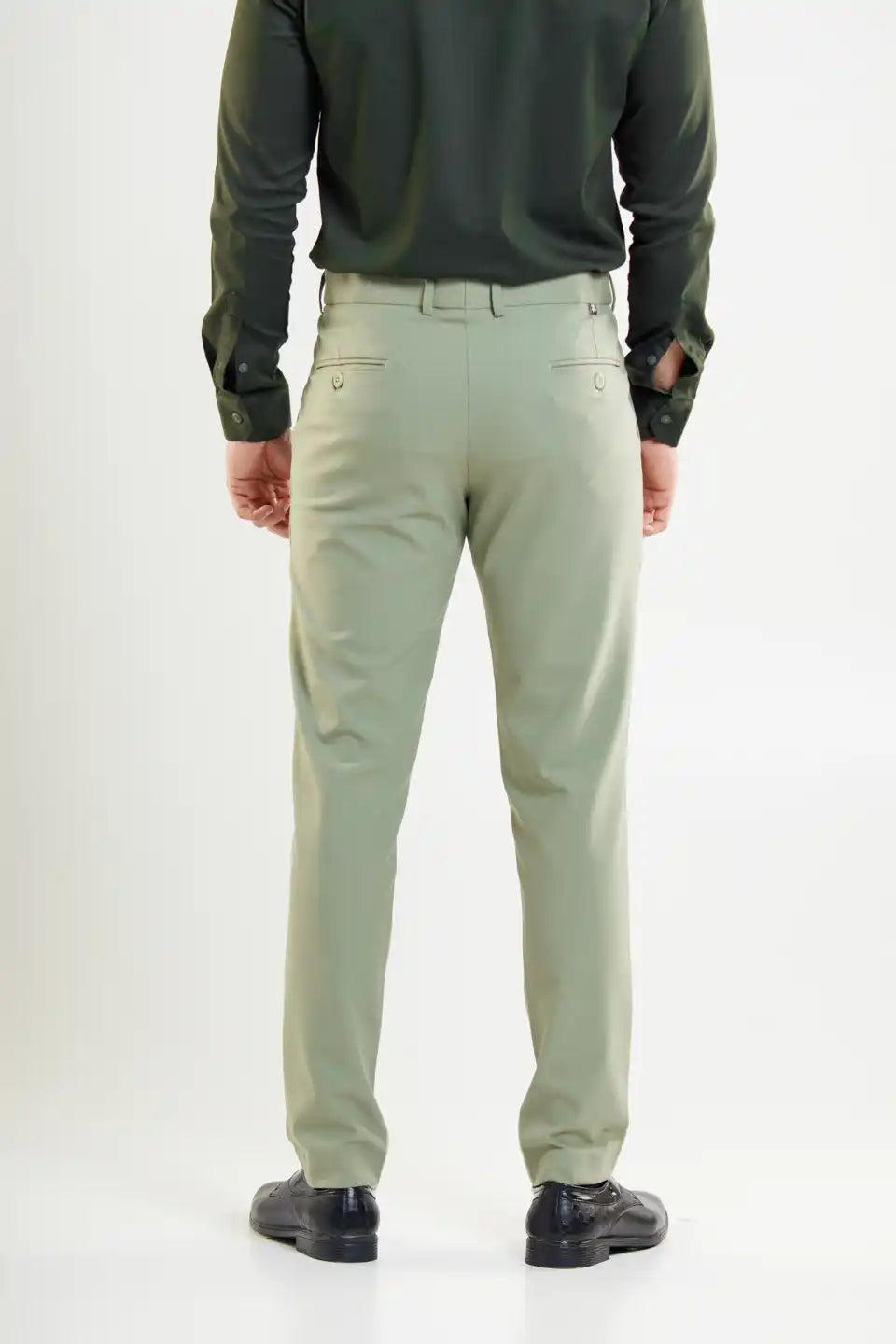 Men’s premium Sage Green Flexiwaist Stretchable Pants for Men – Back view