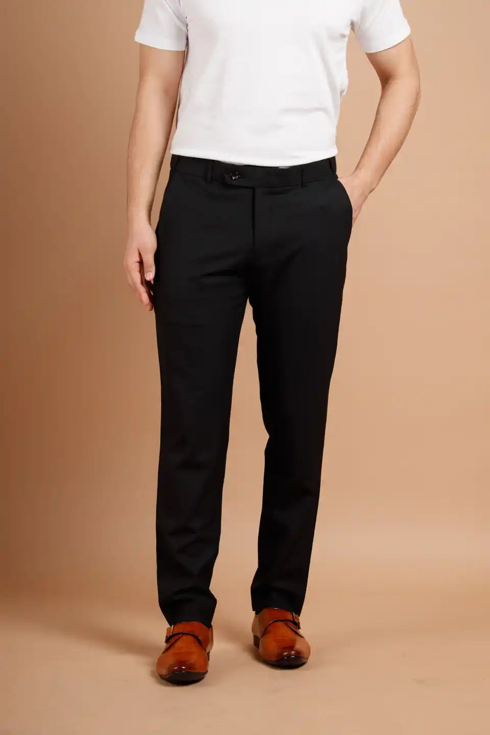 Men’s premium Black Square Checks Flexiwaist Pant - Front view