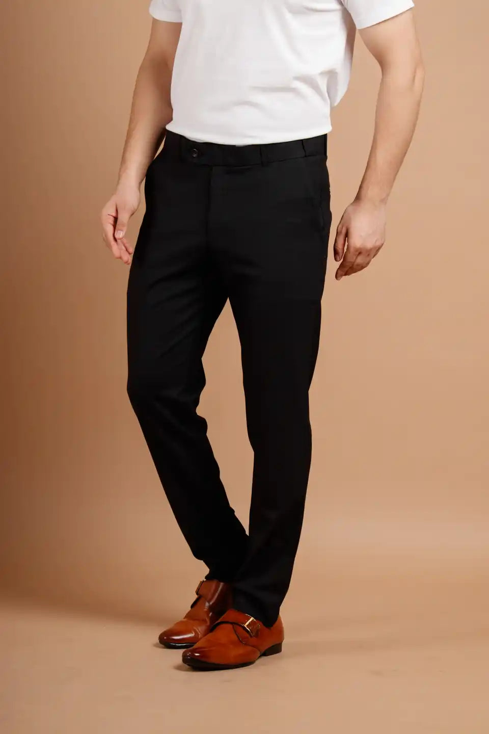 Men’s premium Black Square Checks Flexiwaist Pant - Front view