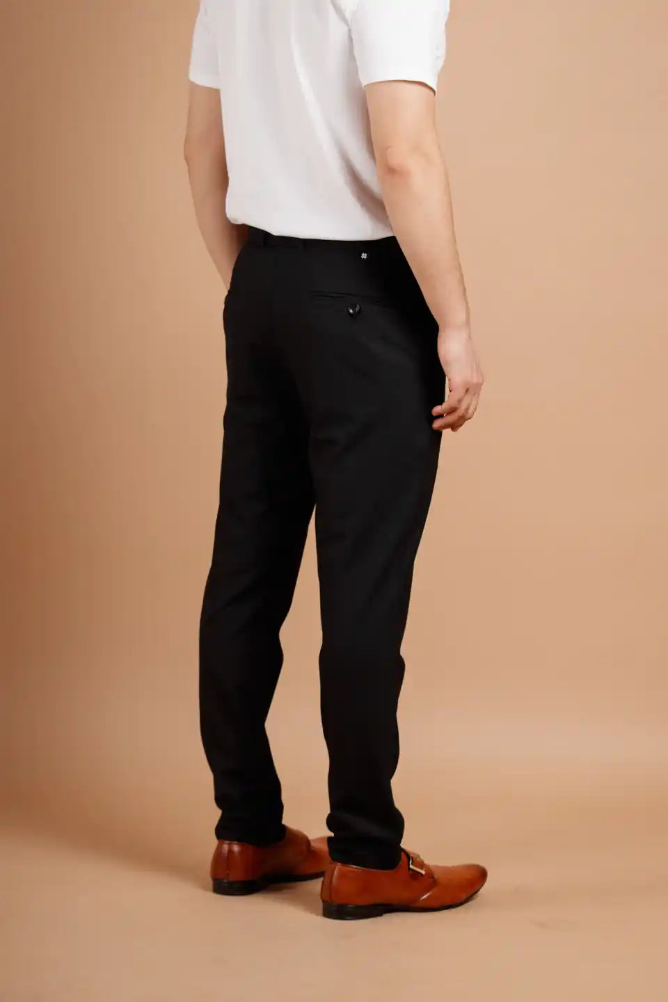 Men’s premium Black Square Checks Flexiwaist Pant - Back view