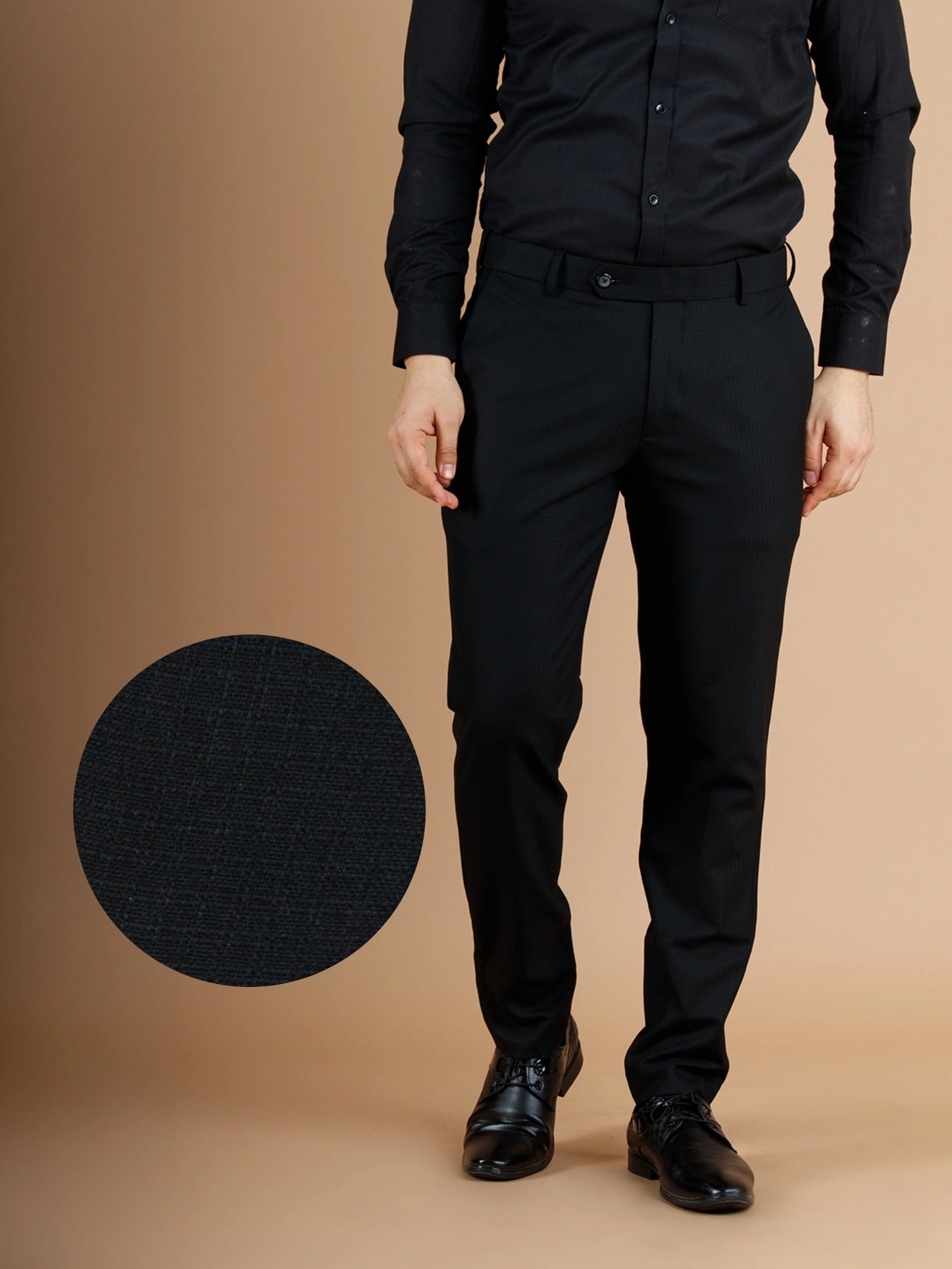 Men’s premium Bison Warp Checks Flexiwaist Pants – Fabric view