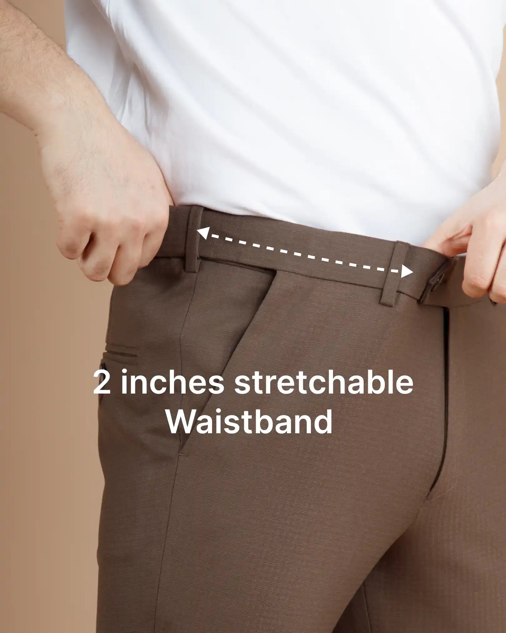 Warp Checks Flexiwaist Pants In Brown Color
