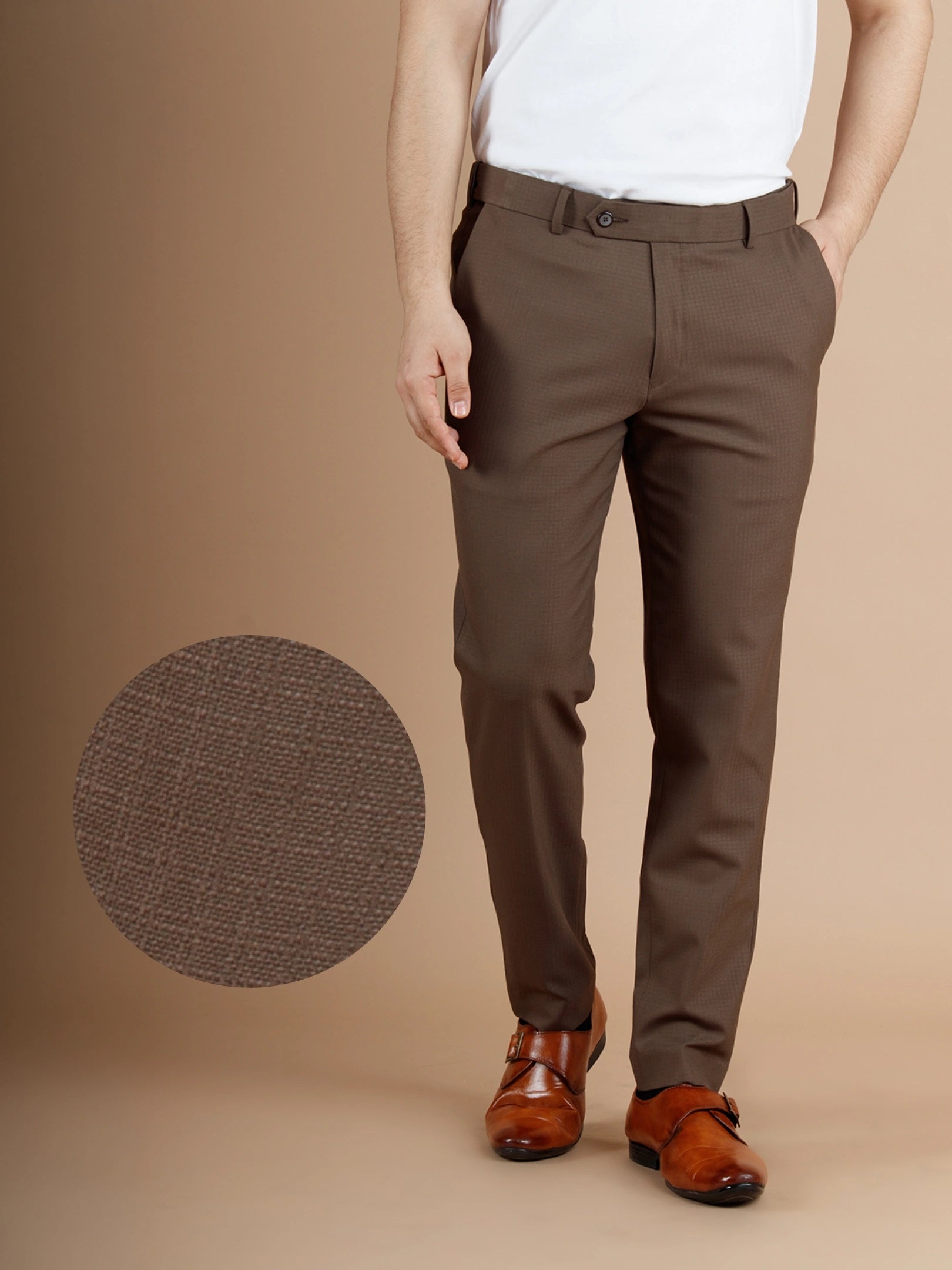 Men’s premium Gazelle Warp Checks Flexiwaist Pants – Fabric view